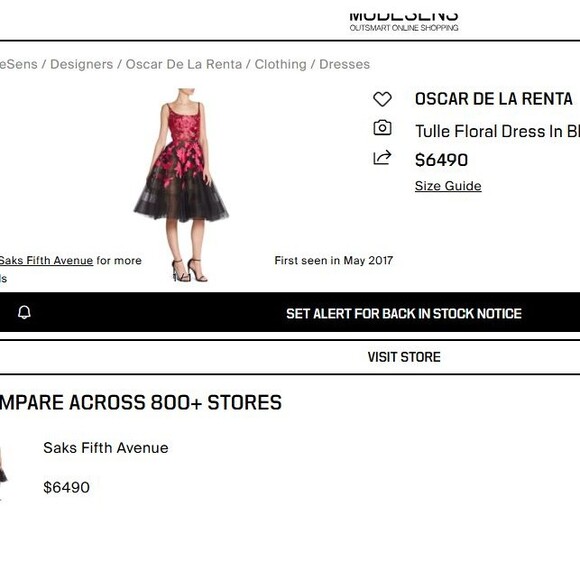 NWOT. $6490 OSCAR DE LA RENTA Embroidered Tulle Cocktail Dress Sz 4 - Picture 6 of 15